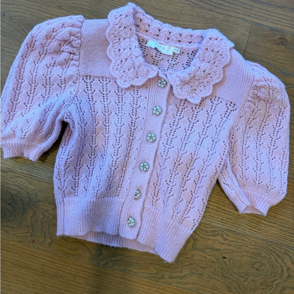 Astr Blush Knit Cardigan with Pearl Buttons